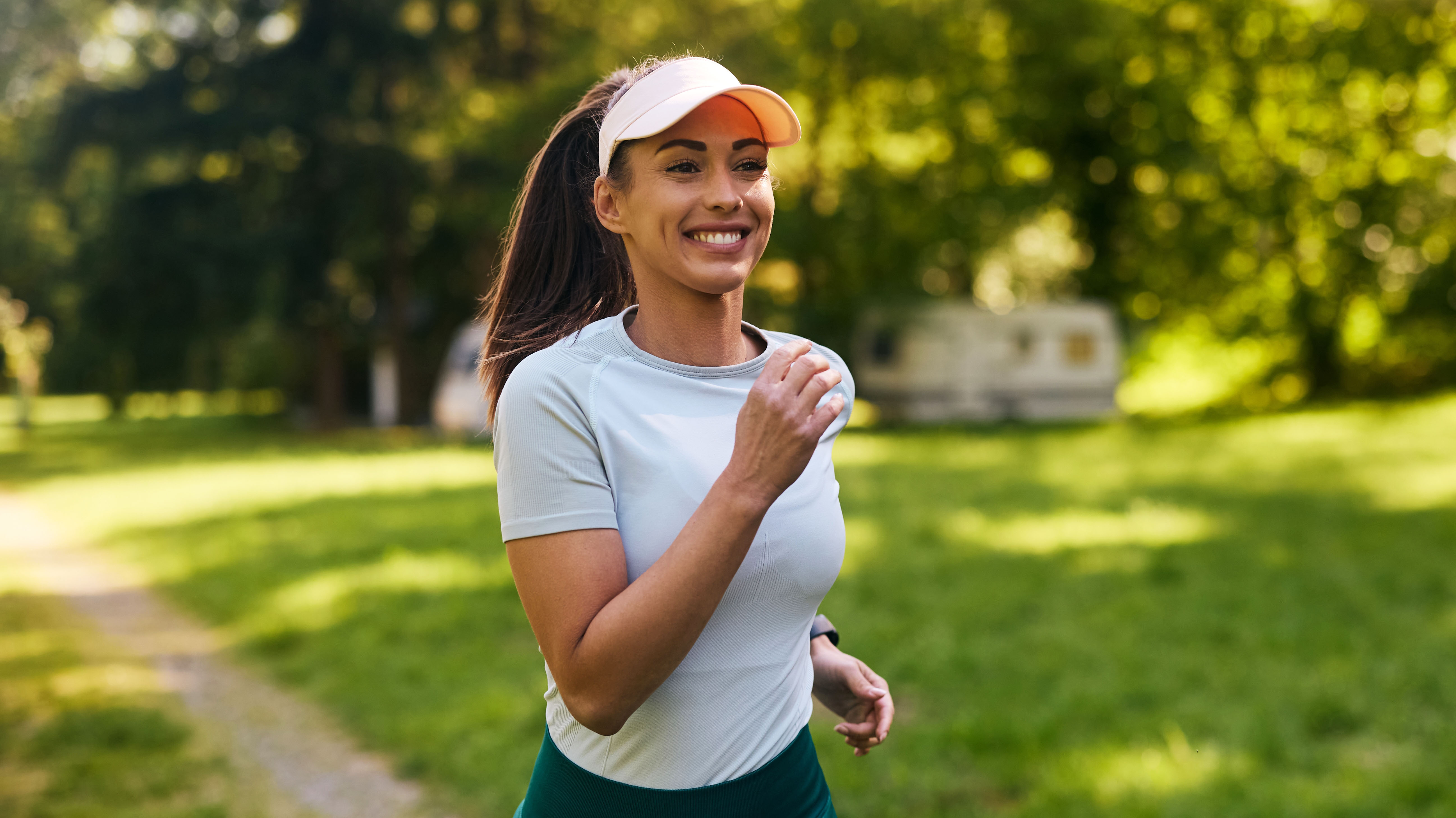 a photo of a woman running 
