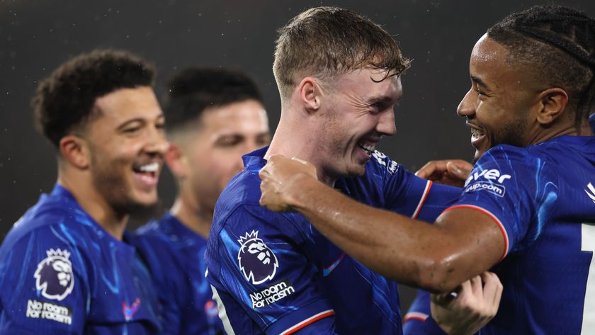 Cole Palmer and Christopher Nkunku of Chelsea celebrate midweek success ahead of Tottenham vs Chelsea in the Premier League