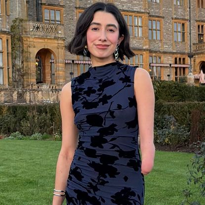 April Lockhart wearing winter dresses