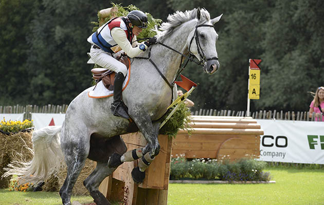 Tim Lips (NED) riding Concrex Bayro during the Cross Country phase of the CICO *** at Aachen, Germany on 13 August 2015 thrills and spills