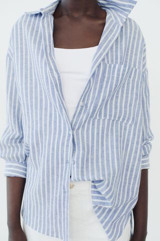 Zara, Oversized Linen Blend Shirt