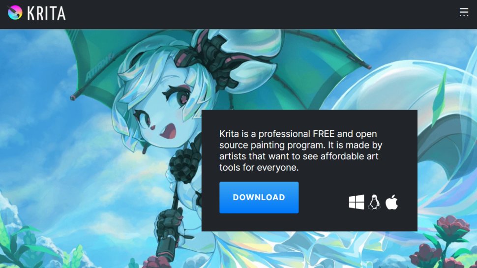 Krita website screenshot (March 2026).