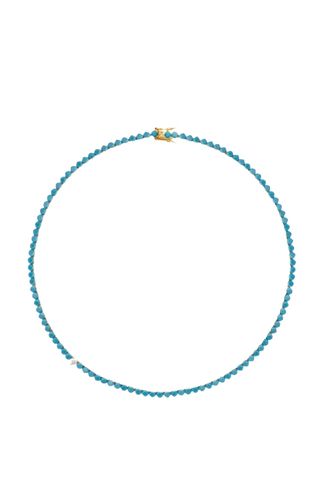 Bennington 3-Prong 3.5mm, Nano Turquoise and Lab Diamond RiviÈre Necklace, Gold