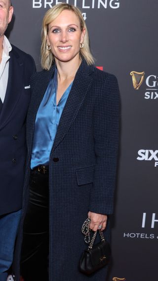 Zara Tindall attends the world premiere of the Netflix documentary "Six Nations: Full Contact" in 2024