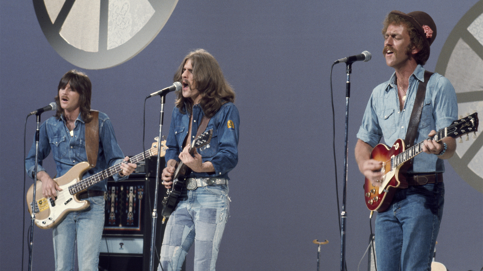 THE HELEN REDDY SHOW -- Aired 07/12/1973 -- Pictured: The Eagles (l-r) Randy Meisner, Glenn Frey and Bernie Leadon