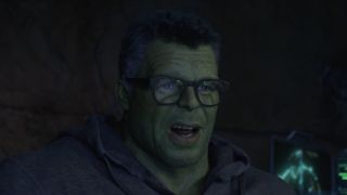 Smart Hulk wearing glasses in She-Hulk series