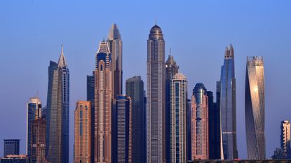 Dubai / picture taken on March 25, 2020 shows a skyline of skyscrapers in the Emirati city of Dubai
