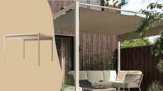 composite of lifestyle shot with pergola and cut out shot