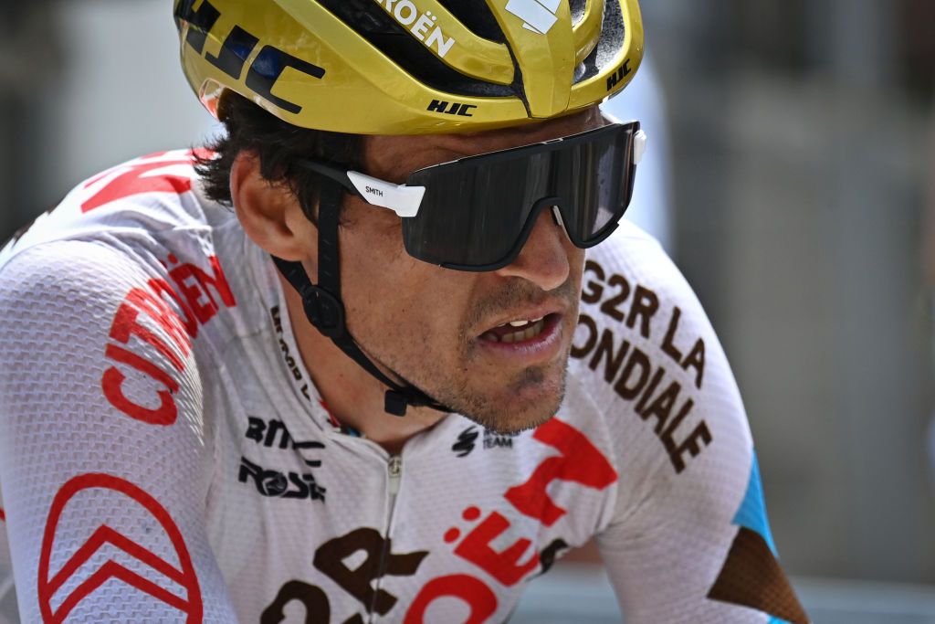 Belgian Greg Van Avermaet of AG2R Citroen Team crosses the finish line of the sixth stage of the 73rd edition of the Criterium du Dauphine cycling race 1675 Km from LoriolsurDrome to Le SappeyenChartreuse France Friday 04 June 2021 BELGA PHOTO DAVID STOCKMAN Photo by DAVID STOCKMANBELGA MAGAFP via Getty Images