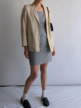 Boretrolondon, 1990s Cream Minimalist Blazer Jacket | Smart Style | Eco-Friendly Bio-Based Fabric