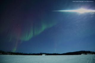 Astrophotographer Yuichi Takasaka tweeted this photo of a fireball over Vee Lake, Yellowknife, NWT, Canada, on March 5, 2014.