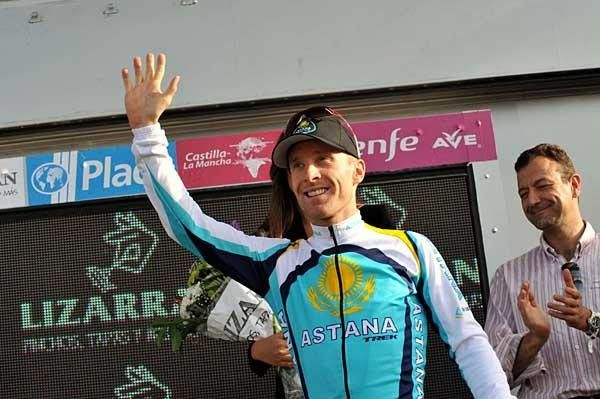 Thanks, you've been a great audience acknowledges Levi Leipheimer on the podium