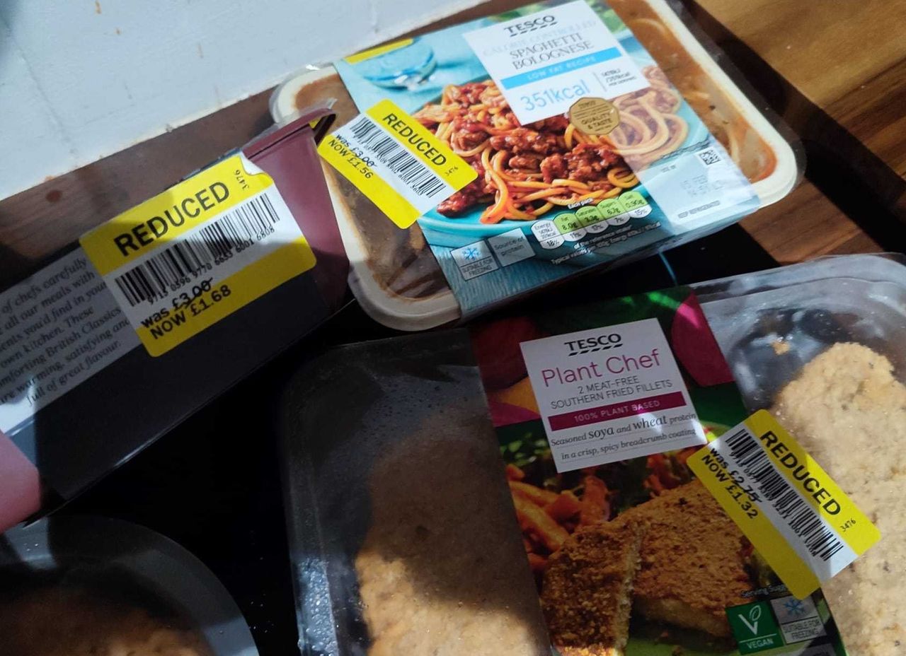 Reduced spaghetti bolognese and meat-free southern fried fillets from Tesco.