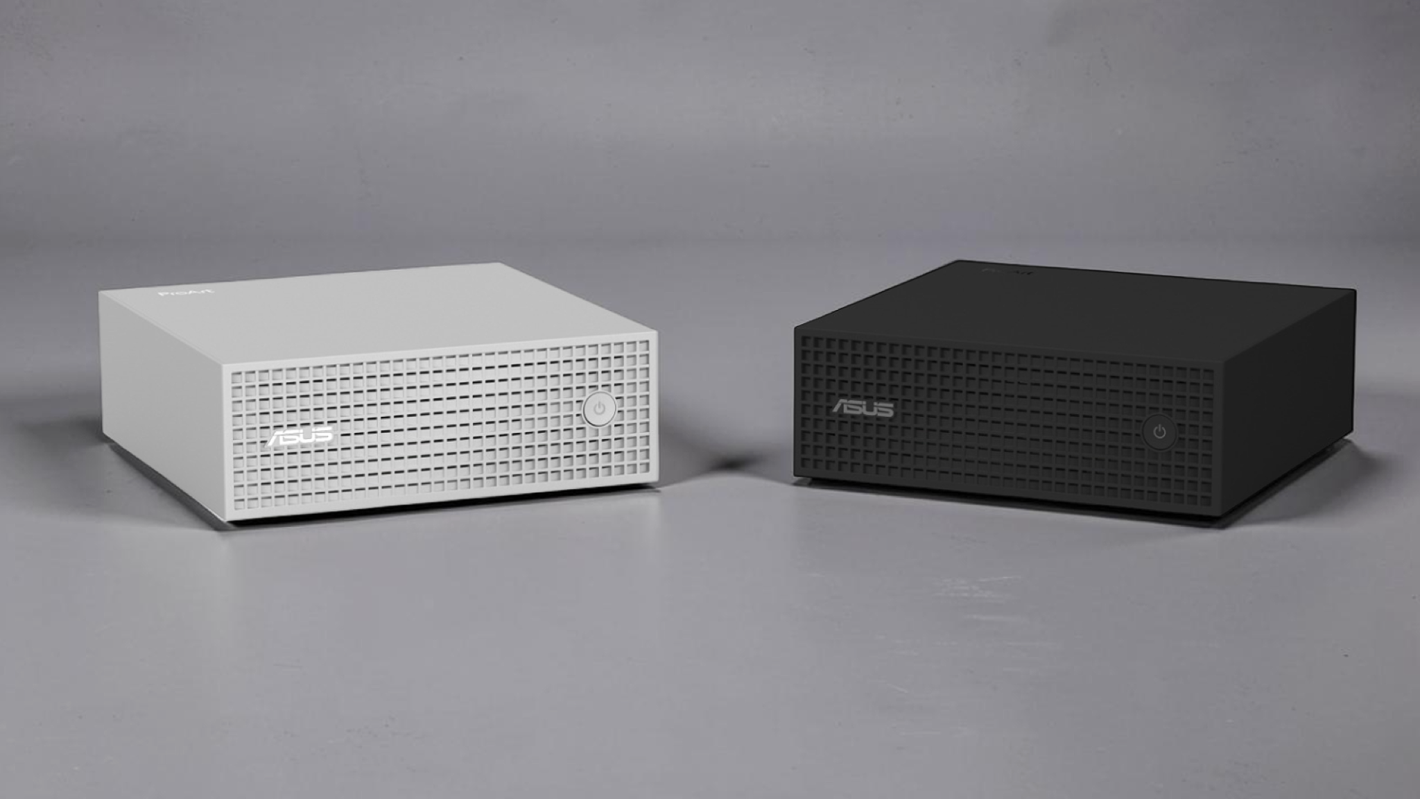 Asus ProArt GR1X in white and black on a grey surface