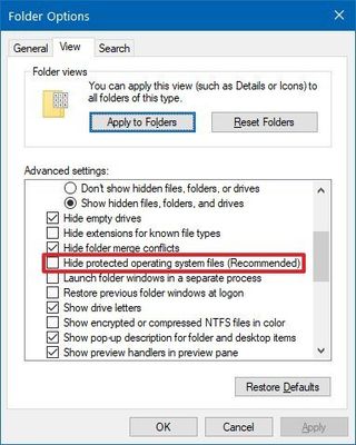 Folder Options on Windows 10