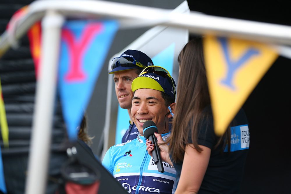 Caleb Ewan before the start of the final stage at the Tour de Yorkshire