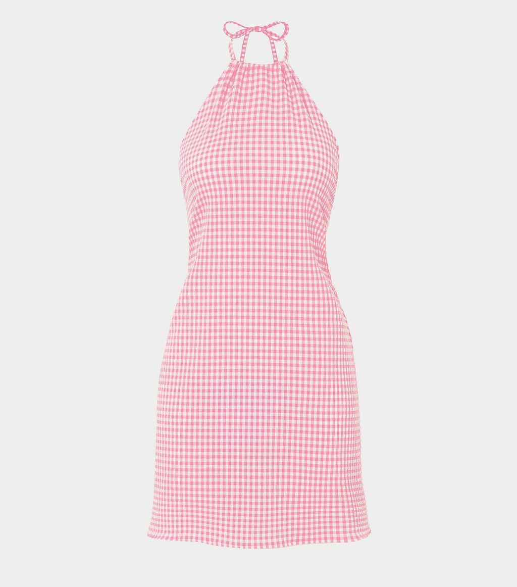 Gingham Seersucker Mini Dress - Milkshake Gingham