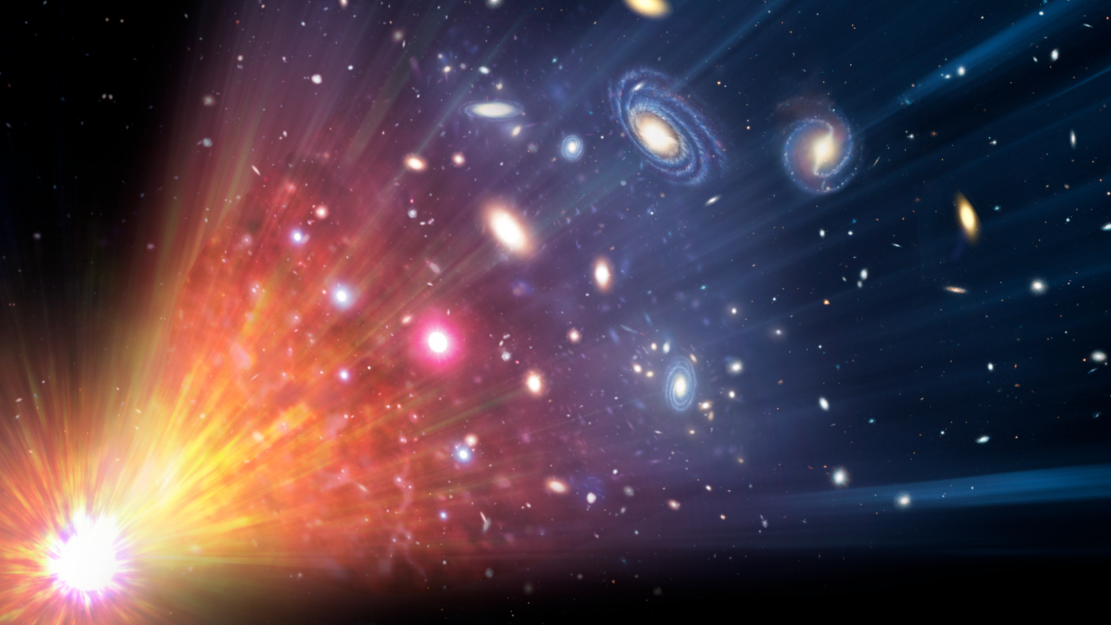 Diagrama como manter o mundo estendido de um big bang