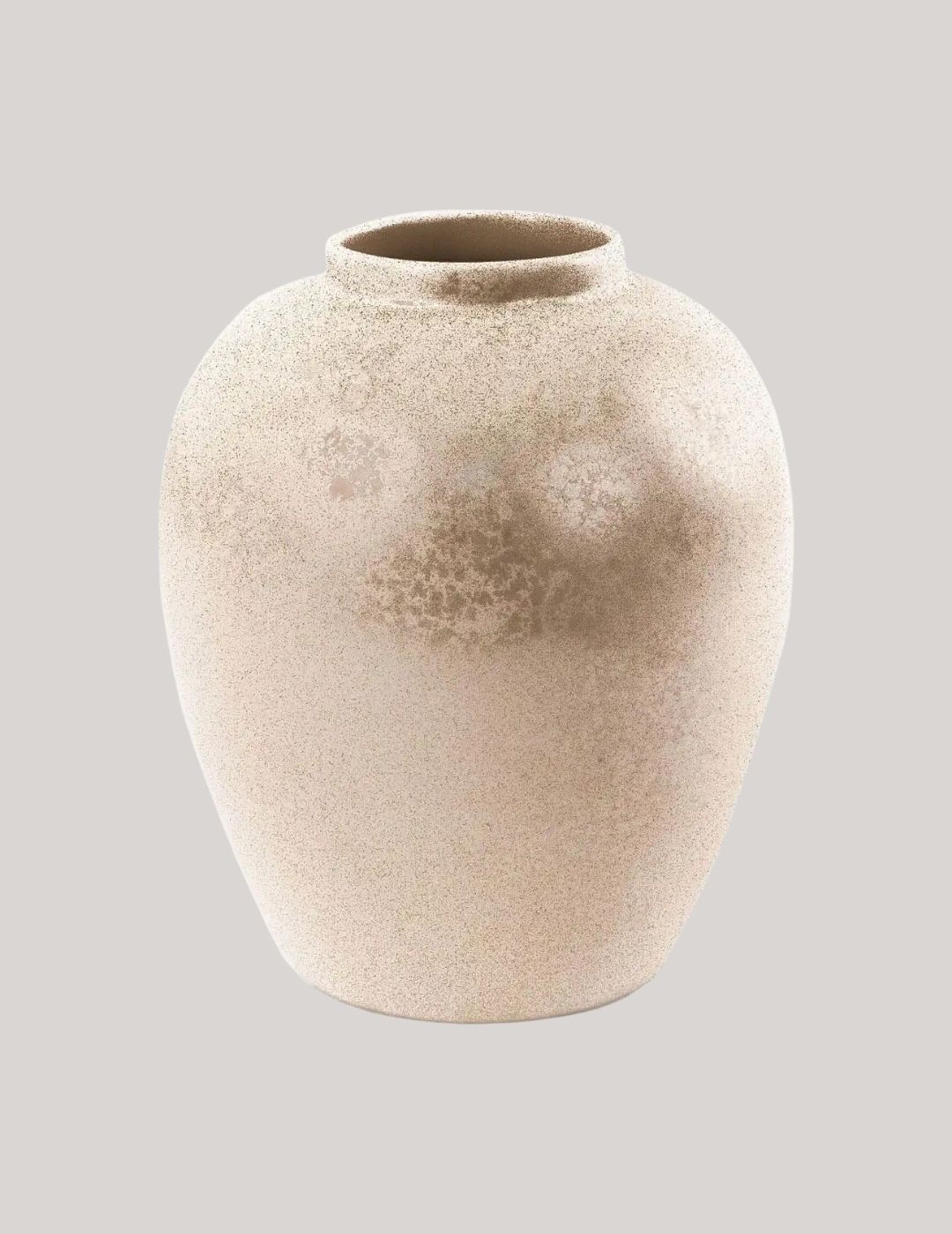 Silver and Beige Speckle Glazed Ceramic Vase.