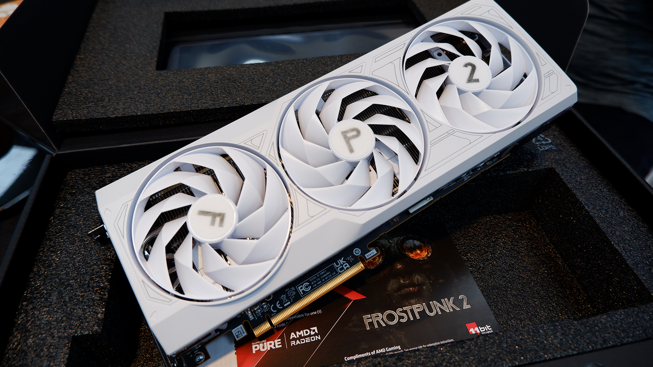 A Frostpunk 2 themed graphics card from Sapphire.