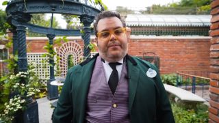 Josh Gad dressed as a Disneyland Haunted mansion Cast Member