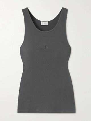 Cassandre Embroidered Ribbed Cotton-Jersey Tank