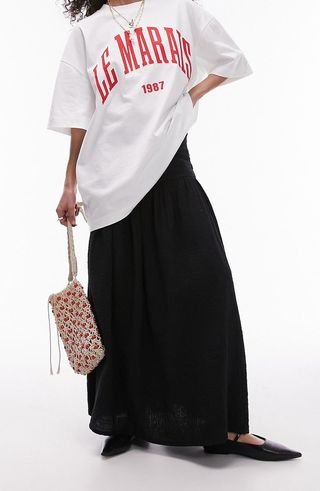 Ruched Waist Maxi Skirt