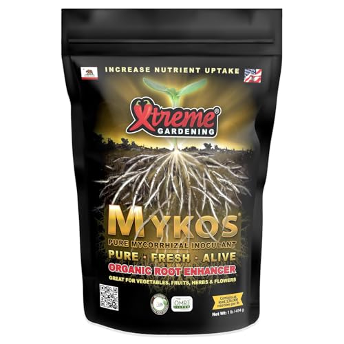 Xtreme Gardening Mykos Mycorrhizae for Plants- Granular Mycorrhizal Fungi Root Inoculant, Omri Listed Organic Biofertilizer for Stronger Roots &amp;amp; Nutrient Uptake (1 Lb)