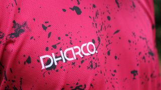 Close up of the DHaRCO Mens Race jersey's graphics