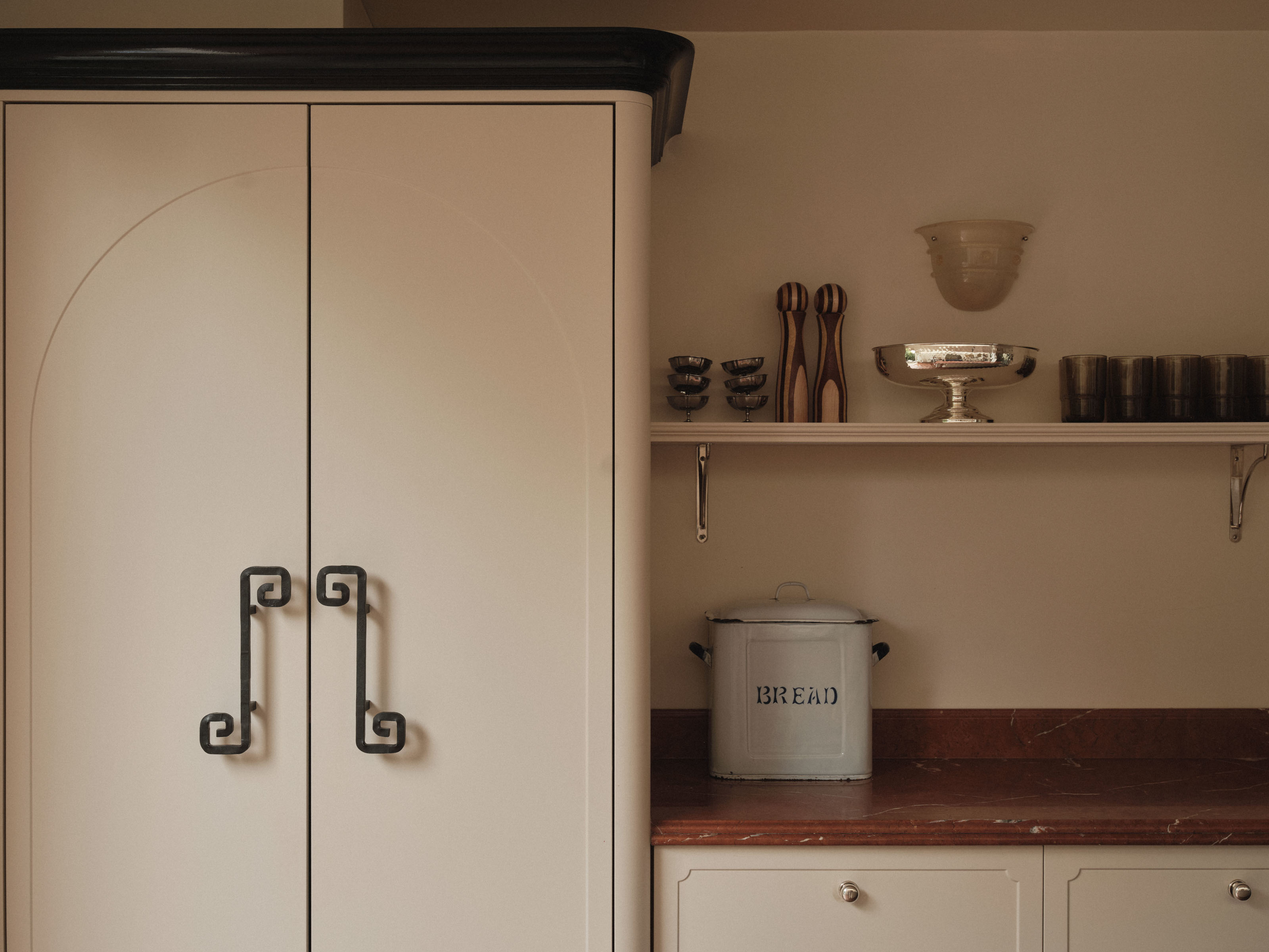 Close-up of kitchen with bespoke cabinet handles