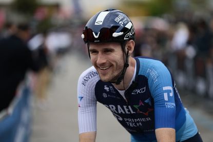 Israel-Premier Tech's Canadian rider Derek Gee prepares before the 6th stage of the 108th Giro d'Italia cycling race 227kms from Potenza to Naples on May 15, 2025. (Photo by Luca Bettini / AFP) (Photo by LUCA BETTINI/AFP via Getty Images)