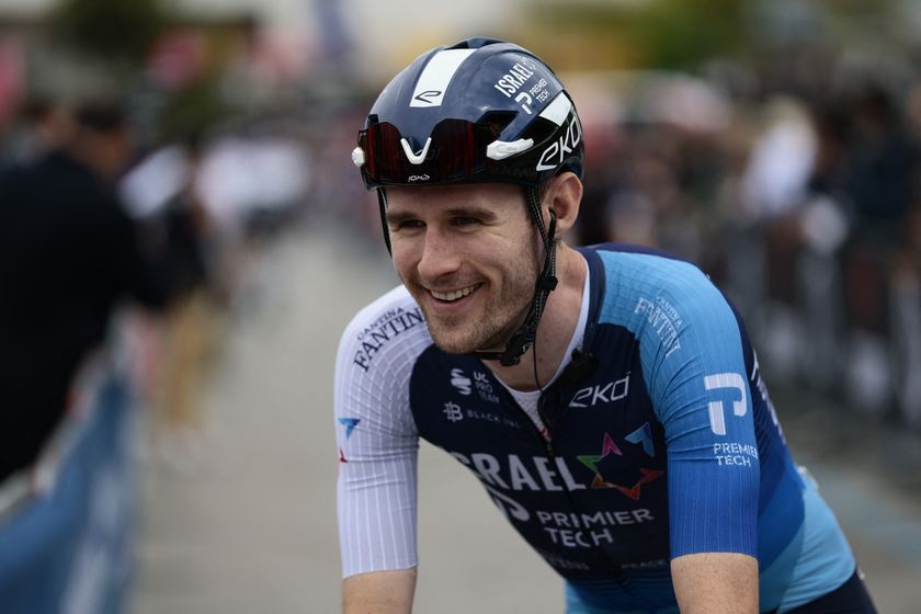 Israel-Premier Tech's Canadian rider Derek Gee prepares before the 6th stage of the 108th Giro d'Italia cycling race 227kms from Potenza to Naples on May 15, 2025. (Photo by Luca Bettini / AFP) (Photo by LUCA BETTINI/AFP via Getty Images)