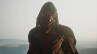 Dune: Awakening flour sand location - An upper-body shot of a character in a Stillsuit.
