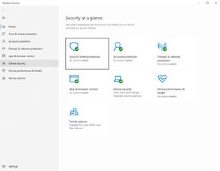 Device security window in Windows 10