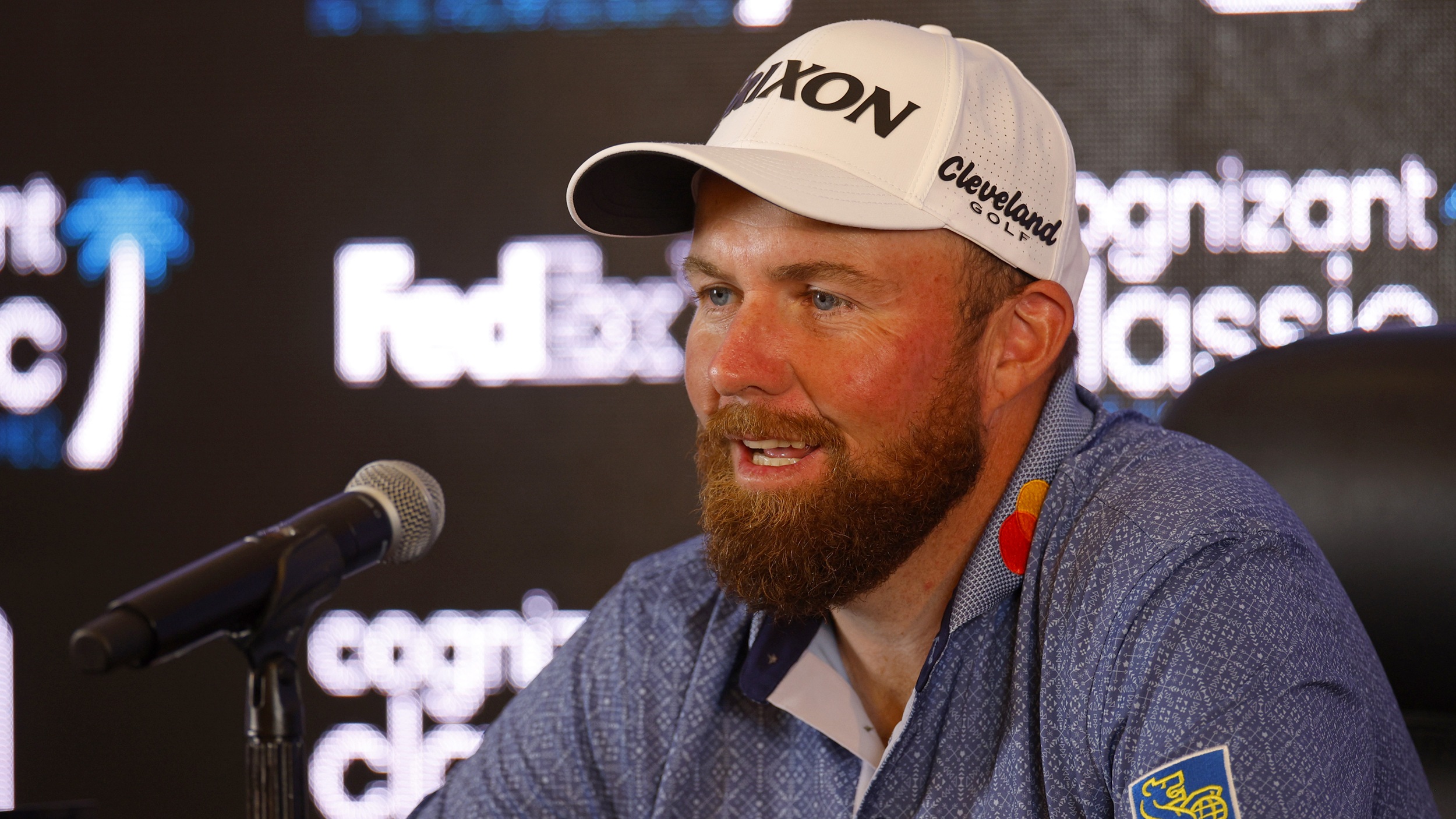 Shane Lowry talks to the media at the 2026 Cognizant Classic at PGA National