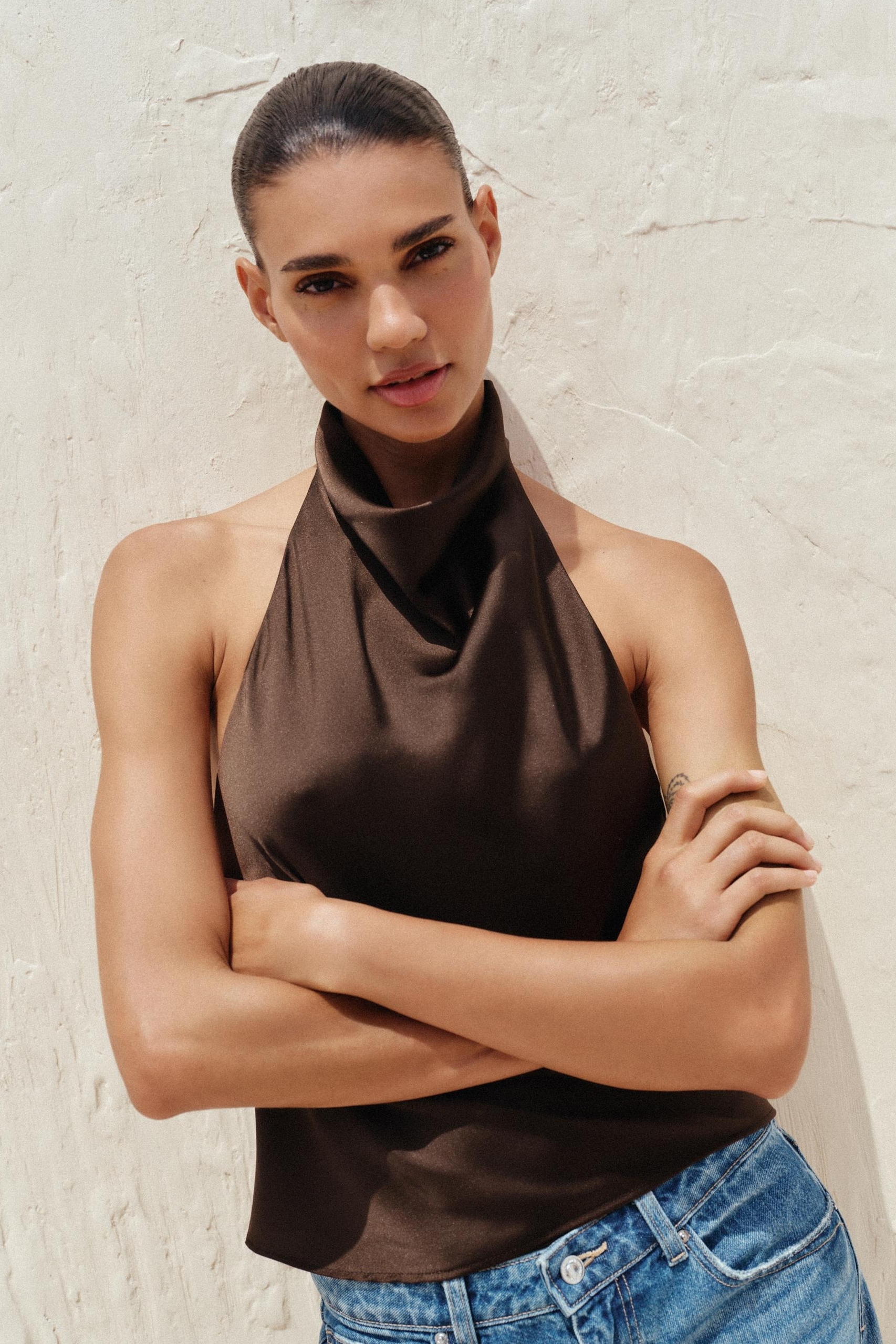 Zara, Satin Effect Halter Top