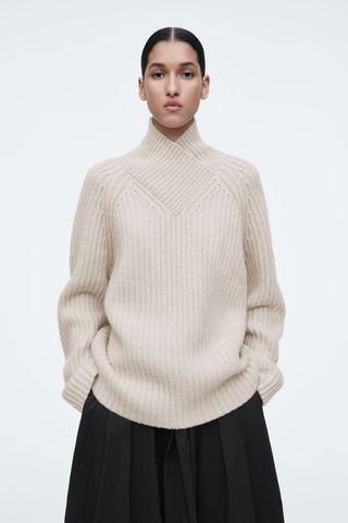 Wrap-Collar Pure Cashmere Jumper