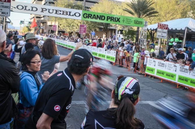 Fans watch as racing gets underway in Tucson.