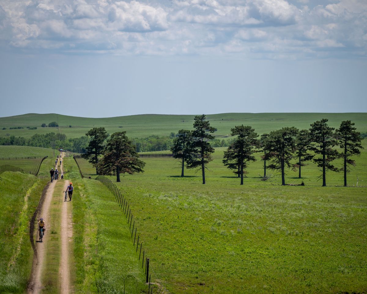 Unbound Gravel races cover remote dirt roads across the Flint Hills of Kansas