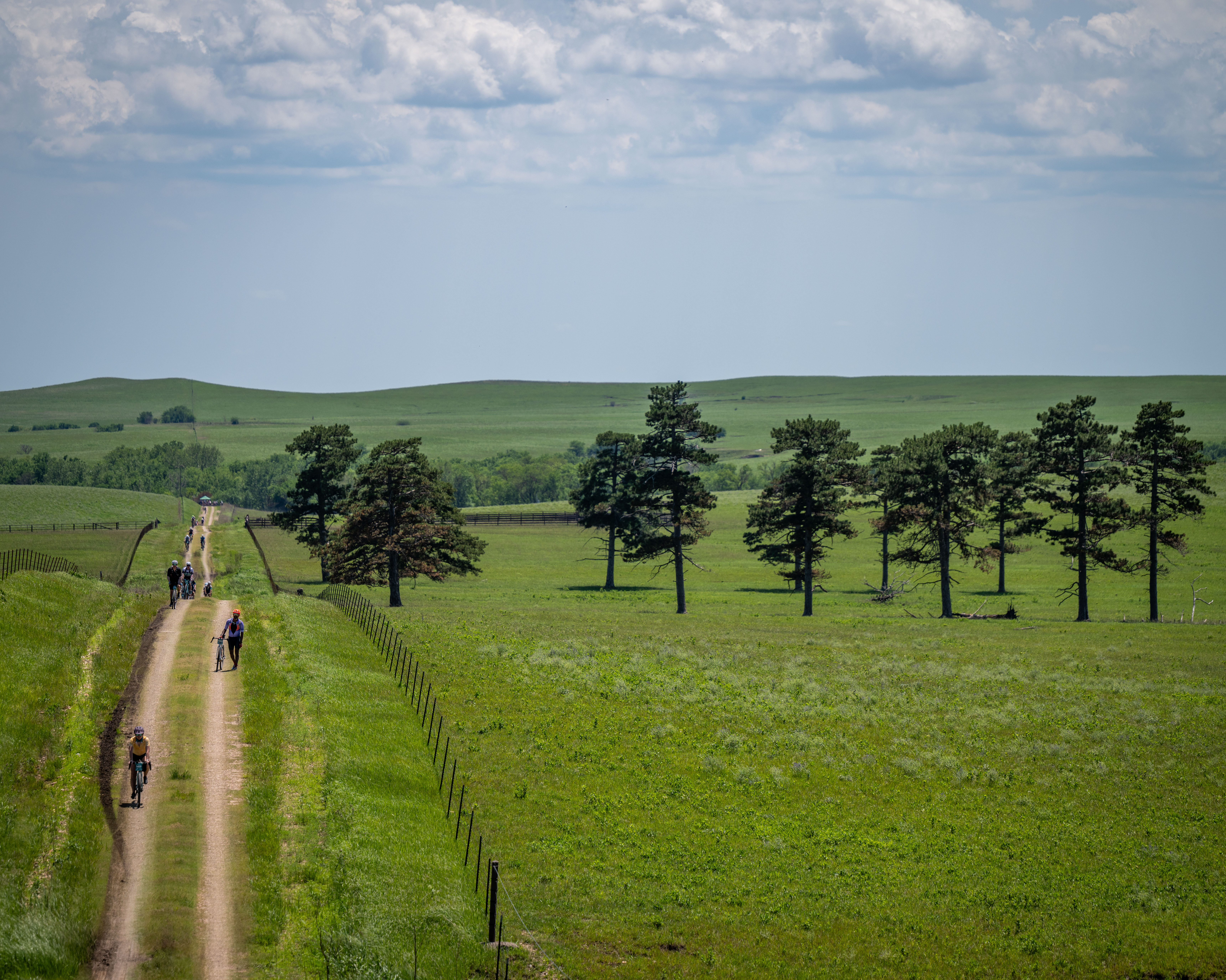 Unbound Gravel races cover remote dirt roads across the Flint Hills of Kansas