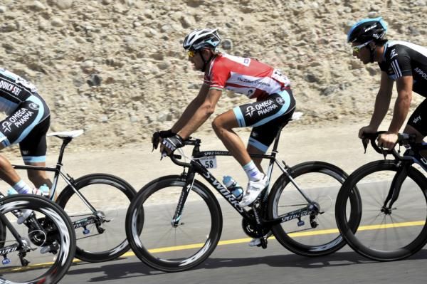 Race leader Peter Velits (Omega Pharma-Quickstep)