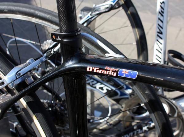 Saxo Bank's Stuart O'Grady looks to be the only rider on the team who will run Specialized's latest Project Black machine.