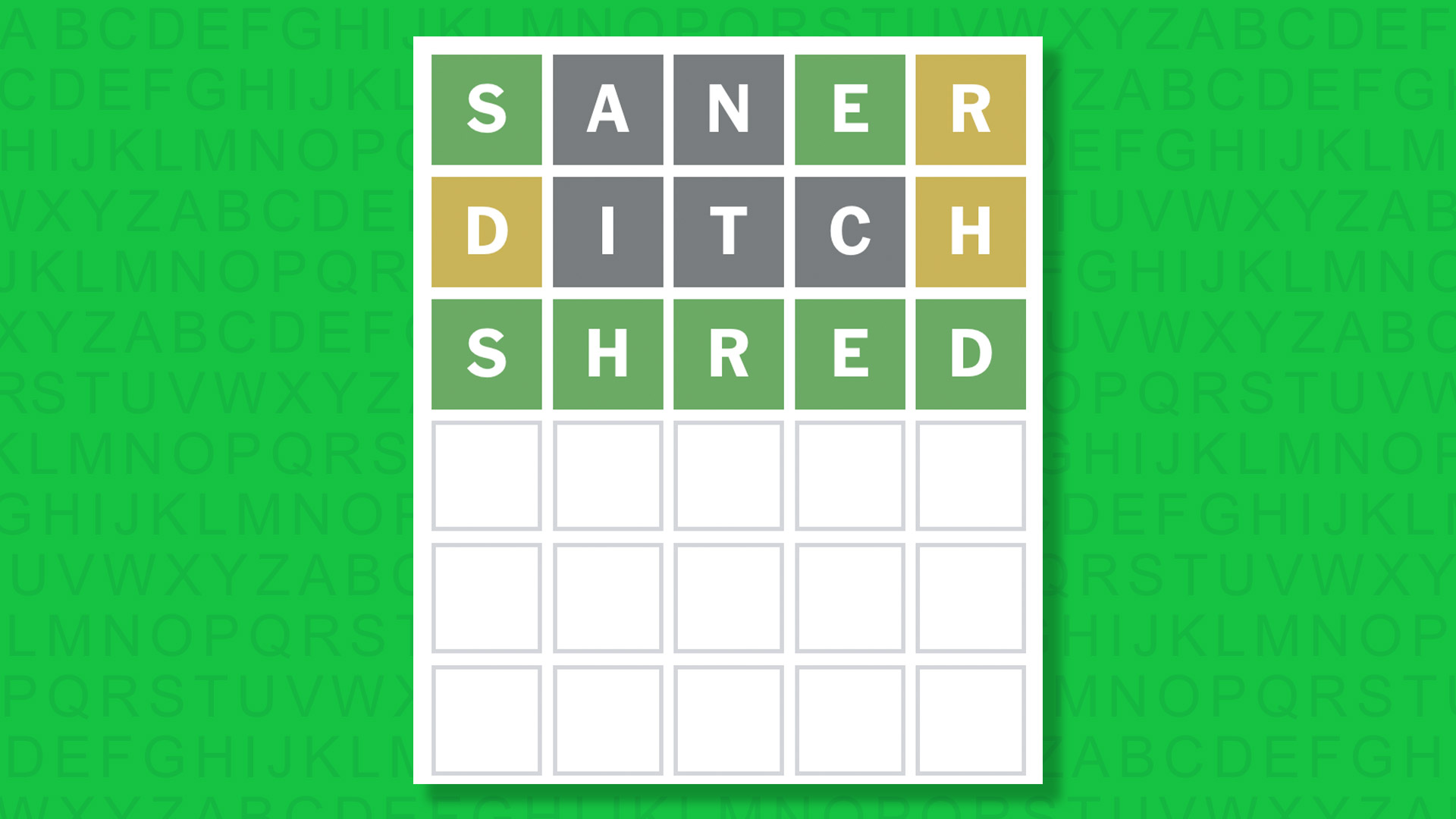 NYT Wordle answer for game 1712 on a green background