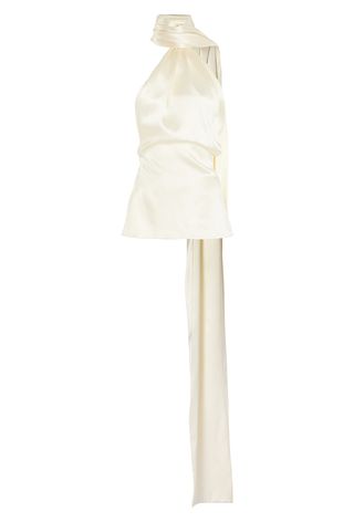 LaQuan Smith Scarf-Detailed One-Shoulder Silk Top