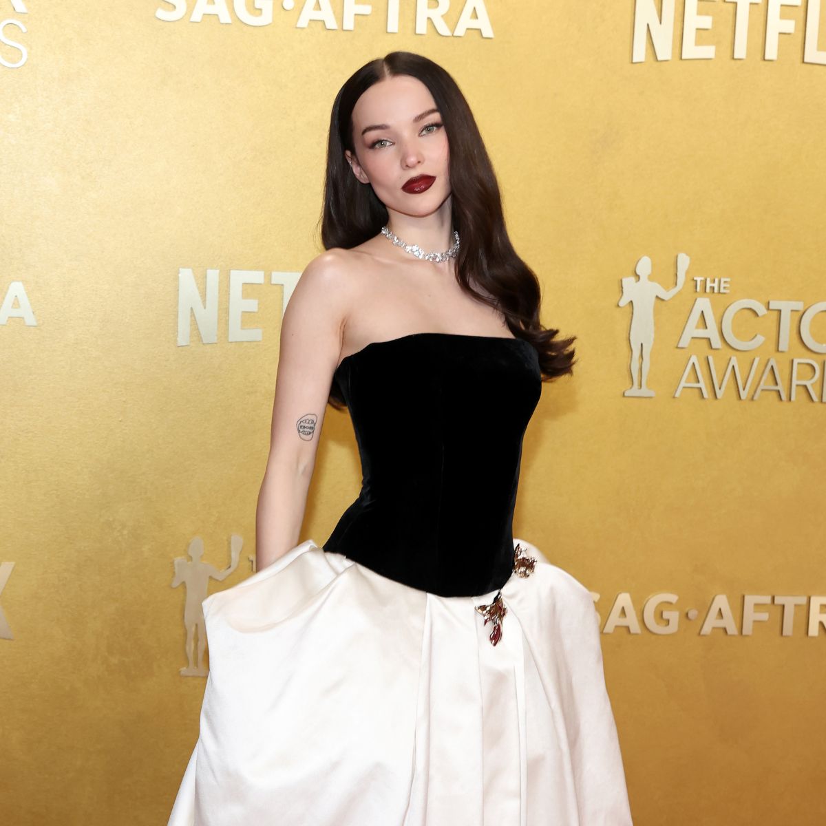 dove cameron on the red carpet for the 2026 sag awards