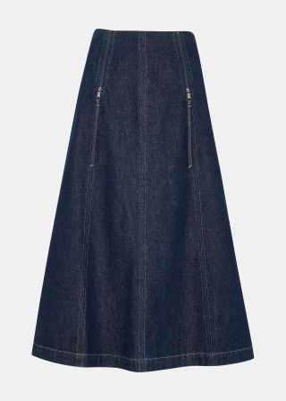 Dark Denim Madri Western Midi Skirt