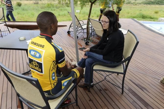Songeso Jim is interviewed by Cyclingnews.