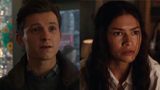 Holland at the end of No Way Home and Zendaya in the Brand New Day trailer. 