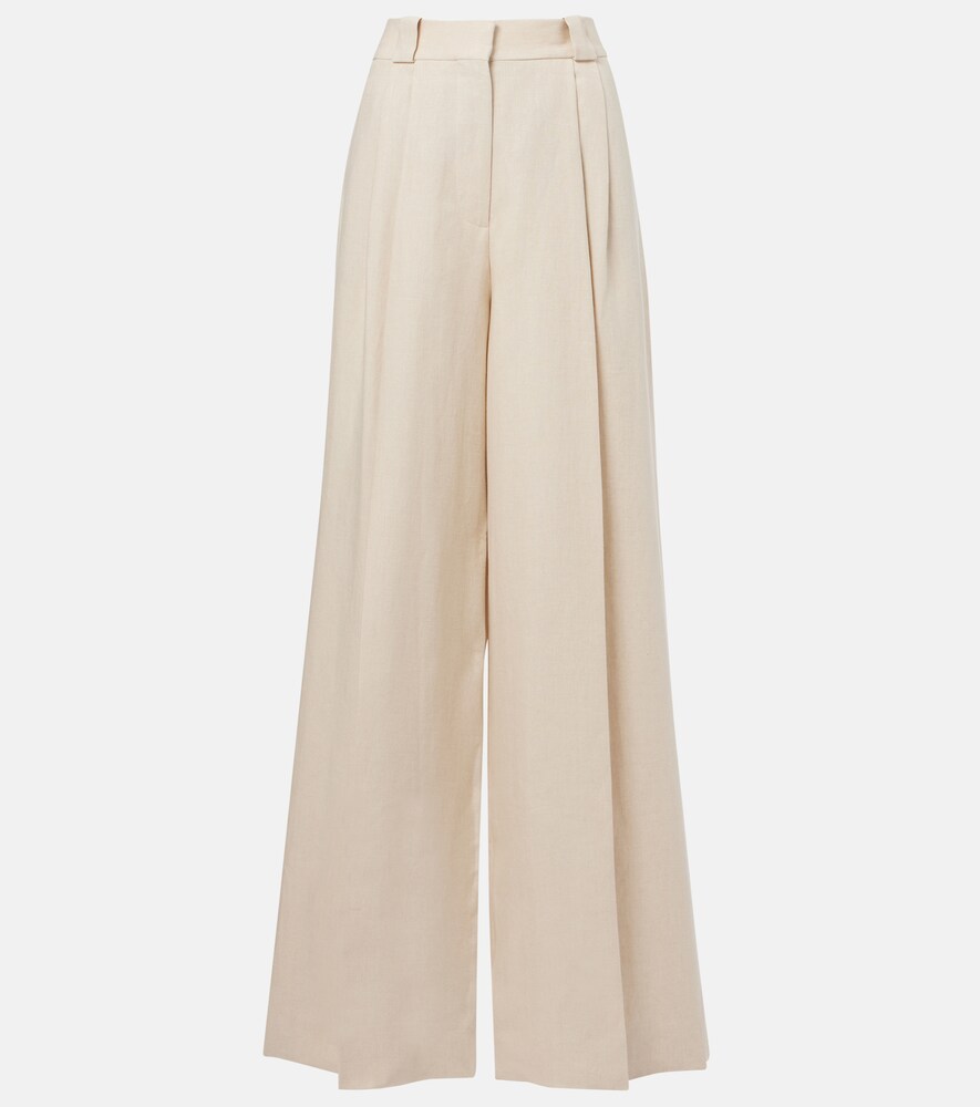 Husi High-Rise Linen Wide-Leg Pants