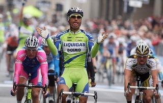 Daniele Bennati (Liquigas-Doimo) celebrates his win.